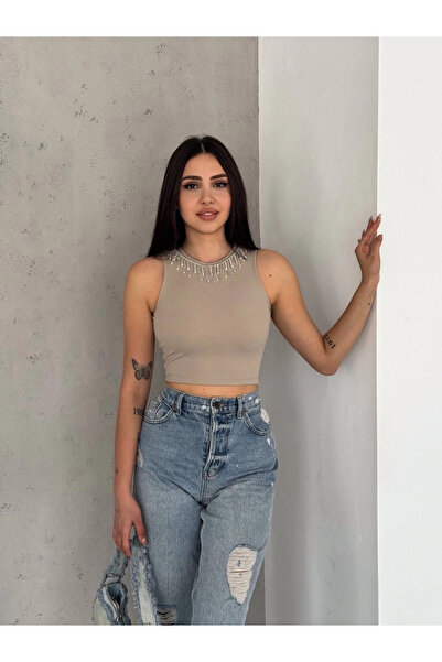 ZENGEZUR MALL Mtxdpn Corded Fabric Ribbed Knit Collared Chain Athlete Mink (221126) (Size: S)