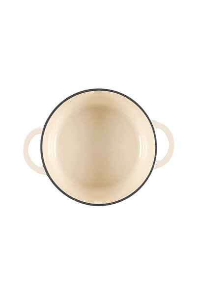 Lätt Home Enameled cast iron pot with lid, 3.35L, 22cm, Cocotte Dutch oven type, Antique white