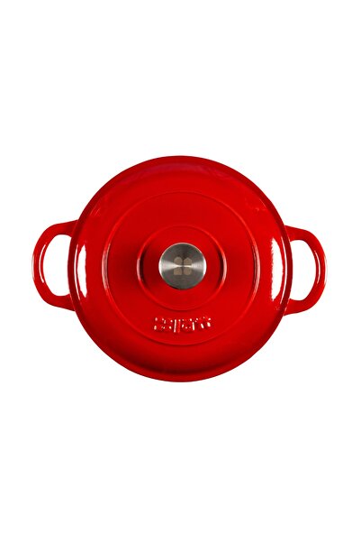 Lätt Home Enameled cast iron pot with lid, 4.8L, 26cm, Cocotte Dutch oven type, Cherry red