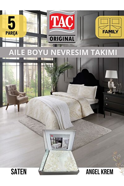 Taç ANGEL KREM AILE FAMILY SATEN NEVRESIM TAKIMI CIFT KIŞILIK 160X220 CM 2 ADET