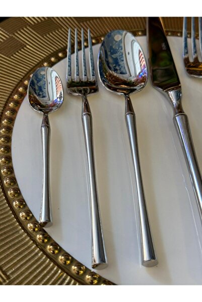 LOKMAN ZÜCCACİYE Nehi̇r Marbella 72 Pieces Simple 12 Person 18/10 Steel Cutlery Set (with Carton Box)