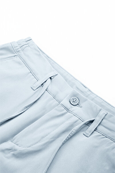 DeepSEA Men's Ice Blue Flexible Fabric Slim Fit Elastic Waist Casual Sports Trousers 2601070