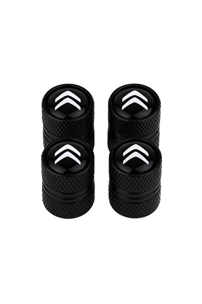 Citroen Комплект от 4 капачки за вентили CITROËN – черен алуминий, бяло лого,...