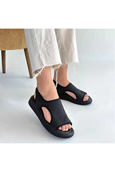 ZENGEZUR MALL Mtxdpn Wayi Black Straw Skin Sandals (221148) (Size: 37)