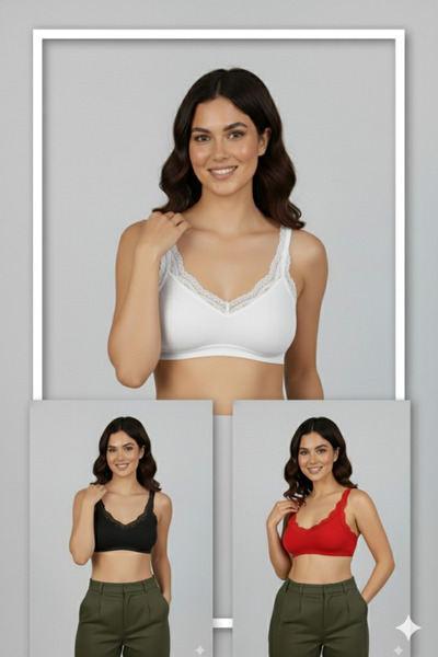 EcoFit Women's Cord Strap Lace Bustier with Padded 3-Piece Economic Pack