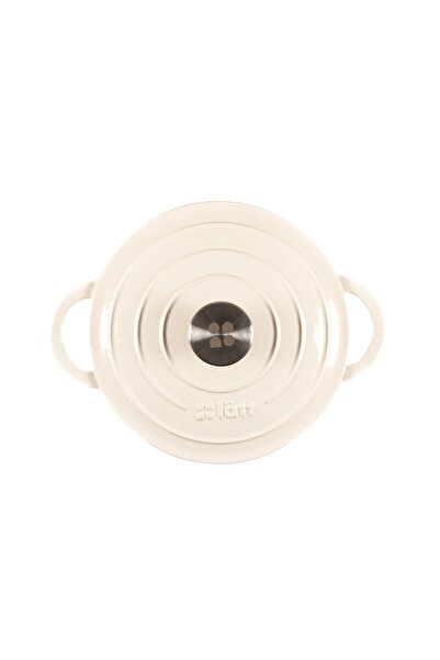 Lätt Home Enameled cast iron pot with lid, 3.35L, 22cm, Cocotte Dutch oven type, Antique white