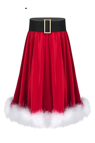 Annee Bakk Kadife Kumaş Tüylü Noel Etek, Yeni Yıl Noel Eteği