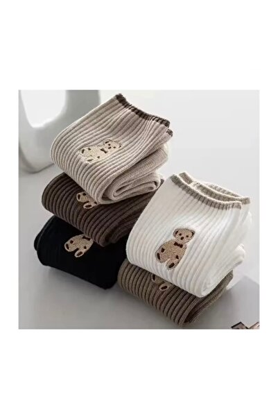 Bestrend Set of 6 Teddy Bear Patterned Unisex College Tennis Socks