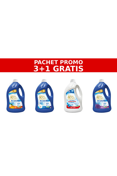 Schiuma di Marsiglia PACHET PROMO 3+1 – ARANCIO, FIORI BIANCHI, IGIENIZZANTE, LAVANDA – 4 x 5L