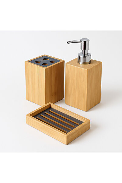 ADA Ahşap oyma ve çerçevecilik Bamboo Soap Dish Toothbrush Holder Set