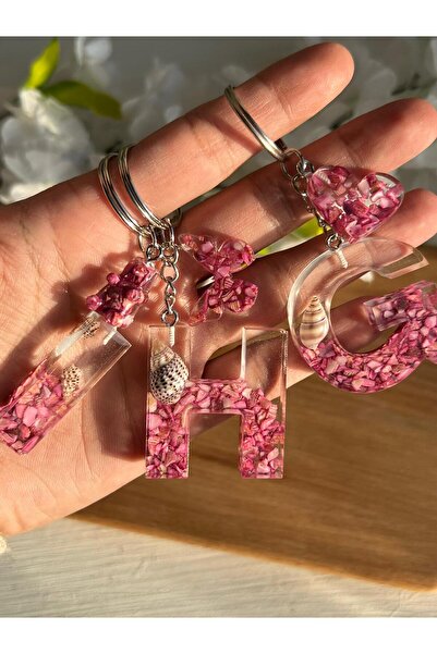 Sultan Tasarım Breloc epoxidic cu scoici de mare colorate, roz - 1 buc.