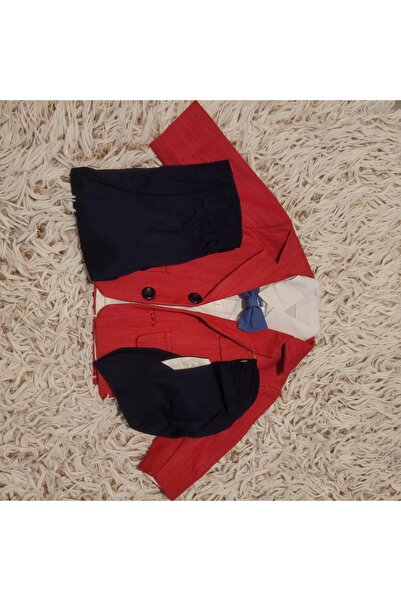 Handmade Minis Boutique Handmade Minis Boutique baptism costume, navy blue with red, 0-3 months