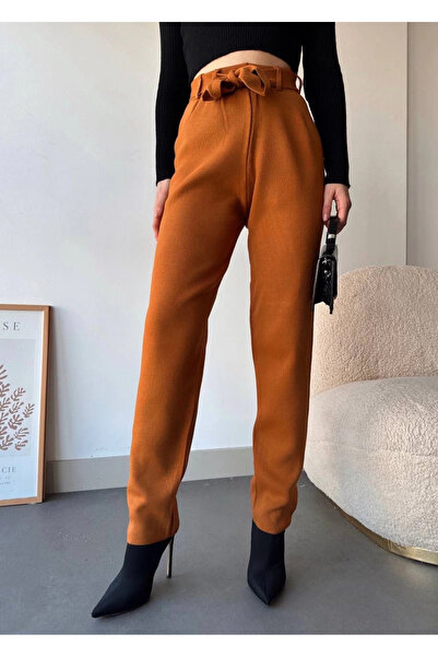 ZENGEZUR MALL Mtxdpn Self-Belted Knitwear Trousers Camel (220844) (Size: Standard)