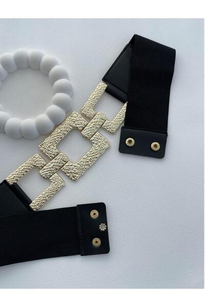 MODAM HİFA Gold Buckle Elastic Belt Dress Belt Shirt Belt Waist Belt Body Belt