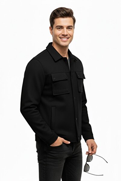 DYNAMO Men's Black Slim Fit Transitional Suede Sports Coat Bgl-St05016