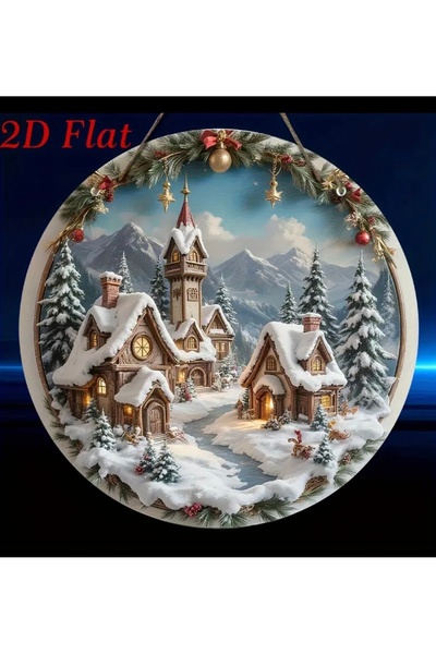 SedTa Karlı Köy Manzarası 2D Kapı Duvar Süsü