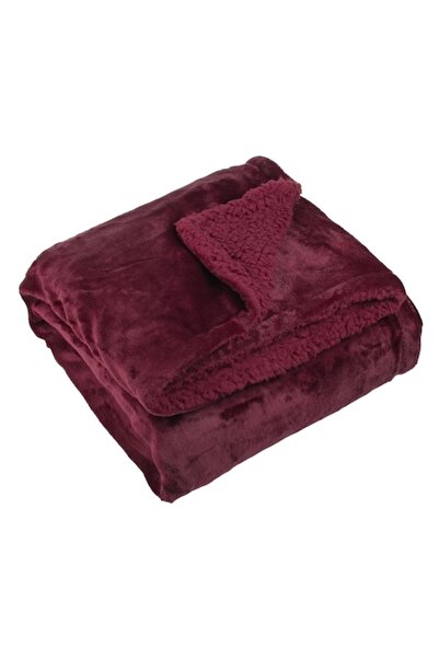 OEM Burgundy Sherpa Velvet Winter Throw Blanket for Armchair 160x130 cm