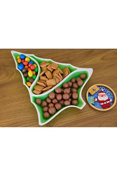 SS 3D MODELLEME New Year's Christmas Tree Patterned 3-Compartment Candy Snack...