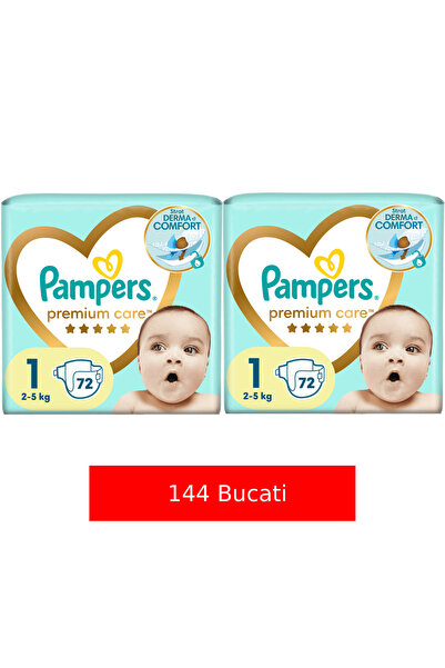 Pampers Set Scutece Premium Care Value Pack, Marimea 1, 2-5kg, 72+72 buc