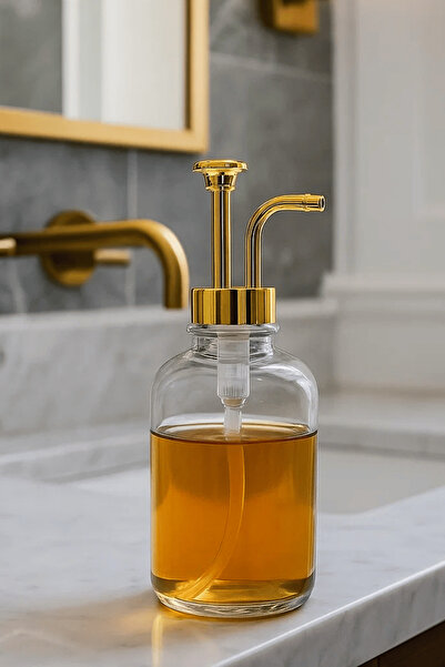 VANTINA HOME موزع صابون سائل بزجاجة زجاجية ومضخة ذهبية - للحمام والمطبخ