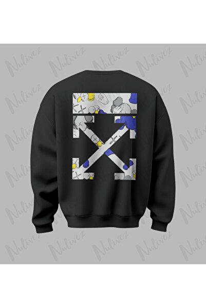 Nulivez Off White Tasarımı Sırt Baskılı Yüksek Kalite Unisex Oversize O Yaka ...