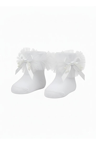 Masal Dünyası Bursa Ankle Length Ribbon and Tulle Detailed Baby Girl Socks