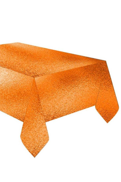 karanca parti süs مفرش طاولة بلاستيكي معدني برتقالي مقاس 120 × 180 سم لحفلات ...