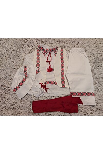Handmade Minis Boutique Christening costume with traditional motifs for littl...