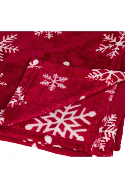 OEM Velvety Christmas decorative blanket, burgundy with white snowflakes 220x150 cm