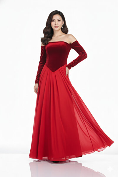 TREASUREISLAND Long velvet evening dress without sleeves