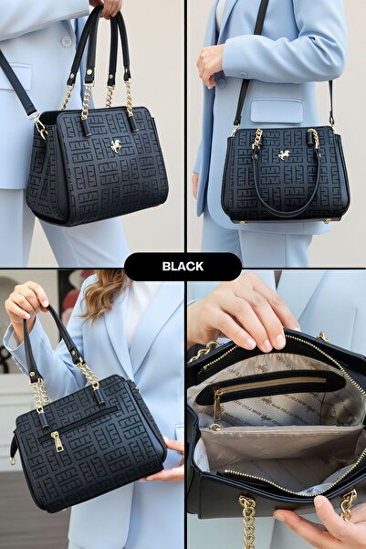 POLO CLUB Women's Polo 4 Compartment Chain Detailed Long Crossbody Strap & Handbag (24X19 cm)