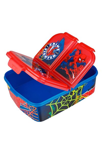 OEM Children's lunch box, Spiderman, 3 compartments, red-blue, 790ml (13x8x5.5cm & 6x8x5.5cm)