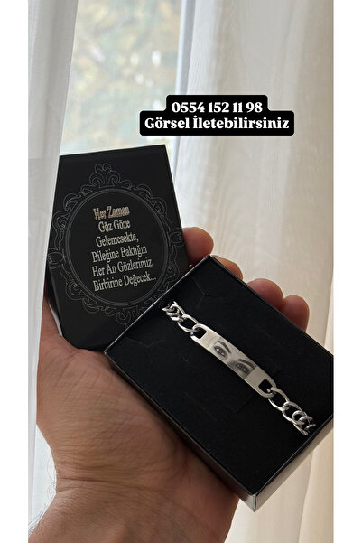 Çelik Göz İşlemeli Bileklik - Gözlerim Hep Üzerinde Sevgilim