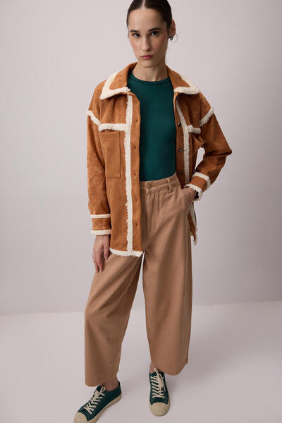 Touché Privé Suede Shirt with Plush Detail