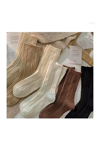 Bestrend Set of 6 Winter Thick Alpaca Wool Embossed Socks