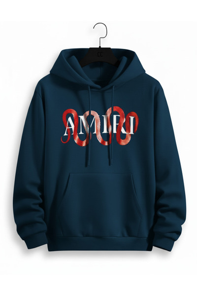 NİCE Swea gros de iarnă tricou |   Dolanan Yılan cu imprimeu cu glugă Swea tricou