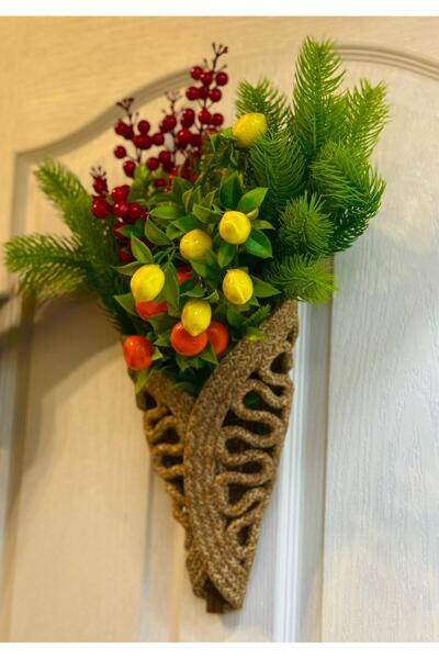 Hediyeninellitonu Door Ornament Handmade Straw Door Ornament Custom Design (Flowers Are Not Included)