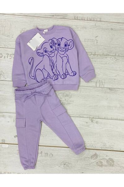 Pink Hippo Kids Karakter Printed Children's Bottom and Top Two-Piece Tracksuit Set