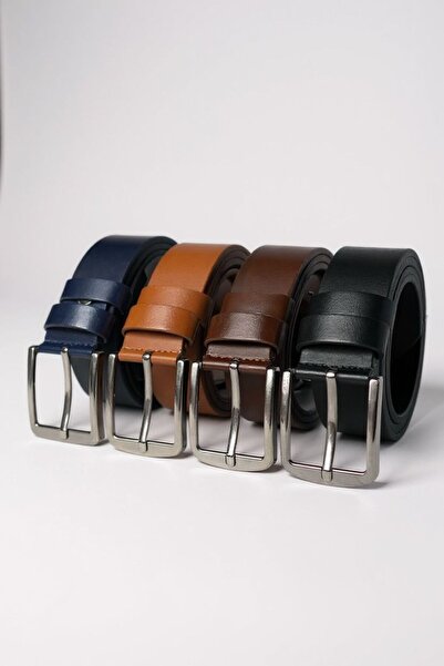 Mia Belt حزام رجالي 4 قطع أسود-بني-أسود داكن-أزرق داكن عرض: 4 سم مناسب للجينز...