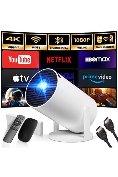 hoffmans Smart 4K Ultra HD Projector – 260 ANSI, 9000 Lumens, Android TV 14, Wi-Fi, Bluetooth 5.0