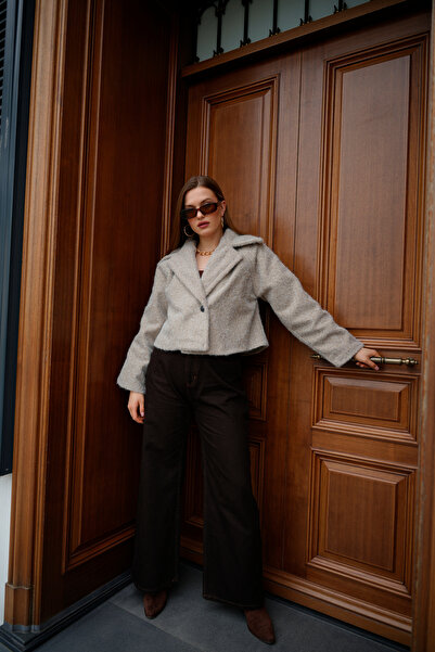 ASEDE Double-Breasted Collar Lined Buttoned Cashmere Jacket