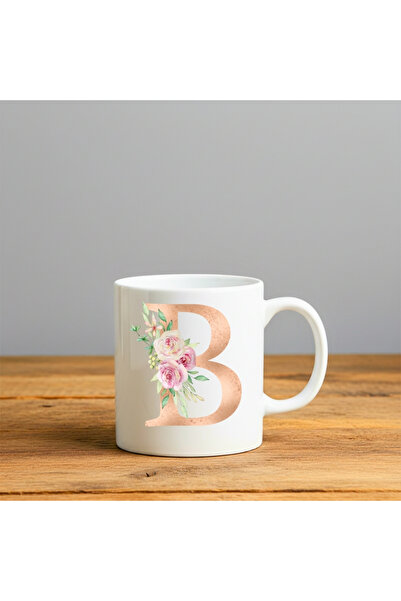 Dekor B Harf Basklı-Hediyelik Seramik Kupa Bardak