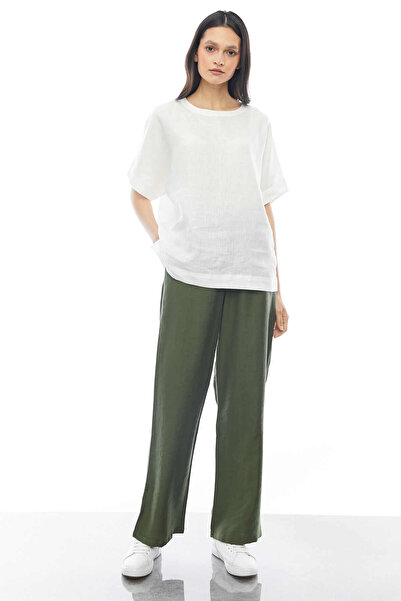 PAULMARK بنطال من الكتان بمظهر مرن على الخصر