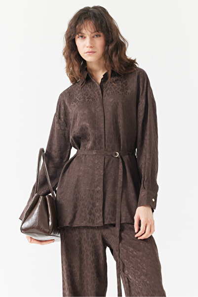 PAULMARK Women's Patterned Belted Shirt