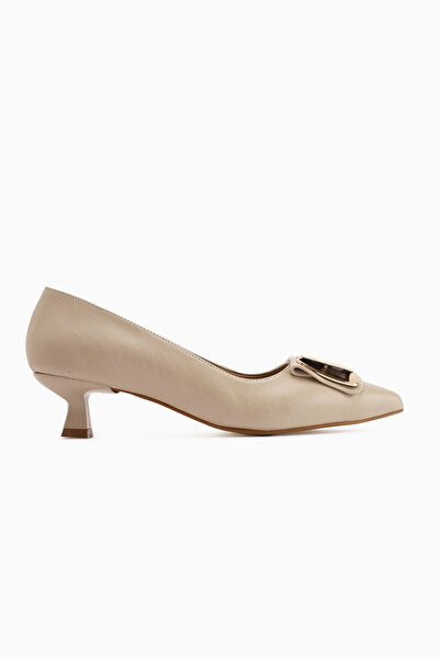 Limoya Judita Beige Buckle Women's Heeled Shoes