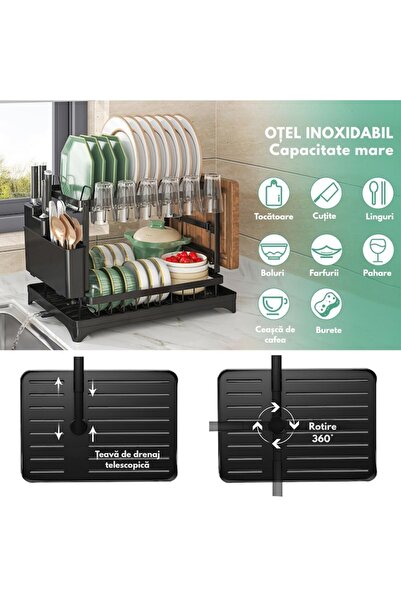 Versatyx Black 2-Tier Dish Rack