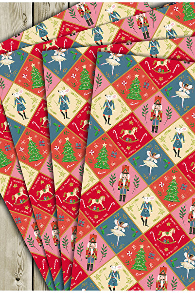 Mia Pera ورق تغليف هدايا عيد الميلاد مقاس 35 × 50 سم (عبوة من 4 قطع)