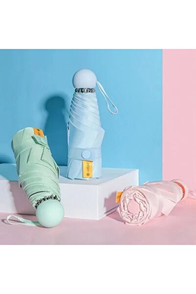 ESUSO Karbon Fiber Gövde Mini Boy Kapsul Şemsiye Cep Şemsiyesi