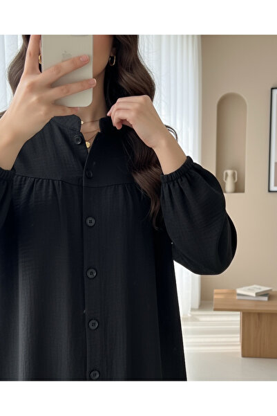 MissRunin Chief Collar Buttoned Linen Tunic