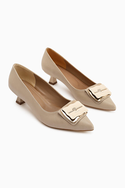 Limoya Judita Beige Buckle Women's Heeled Shoes